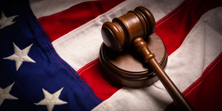 American flag and gavel depciting terrorism